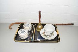 Mixed Lot: Lacquered trays, hand bell and other assorted items