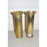 A pair of trench art shell cases