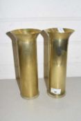 A pair of trench art shell cases
