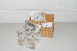Vintage clear glass mounted table lighter