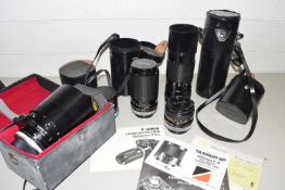 Mixed Lot: Camera lenses to include a Tamron SP 500MM, a Canon zoom lense 100-200MM, Canon 100MM and