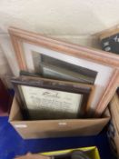 Box of assorted prints and frames