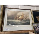 Boats at Sea by F J Albridge, reproduction print, framed and glazed