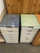 Two six drawer filing cabinets full of assorted crafting papers