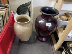 Doulton stone ware stippled vase together with another vase