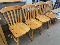 Four pine kitchen chairs