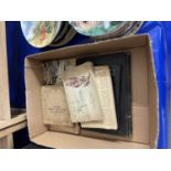 Box of various albums, cigarette cards plus further loose