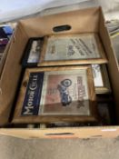 Box of cased motoring pictures and prints