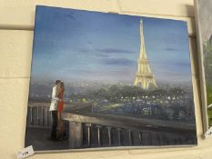 Parisian scene, oil on canvas, unframed