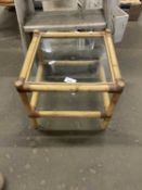 Glazed and bamboo small square coffee table