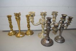 Mixed Lot: Various silver plated and brass candlesticks