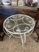 Metal framed glass topped coffee table