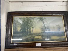 A pair of reproduction prints of landscapes, framed and glazed