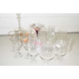 Mixed Lot: Various 20th Century drinking glasses, decanter etc