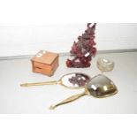 Mixed Lot: A modern Chinese resin ornament, dressing table hand brushes, jewellery boxes etc