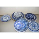 Mixed Lot: Various blue and white plates, saucers, bowls etc, various patterns