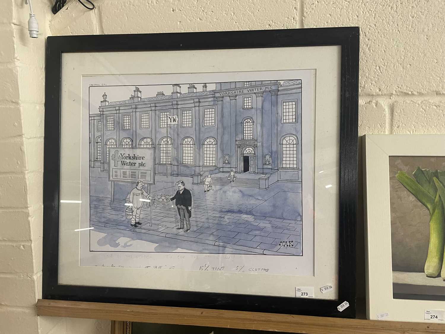 The London Evening Standard cartoonist Jak "None in the Scotch its for the Chairman", framed and
