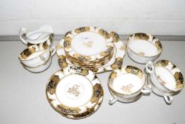 Quantity of Tuscan gilt decorated tea wares