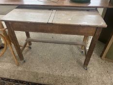 A vintage hardwood double school desk