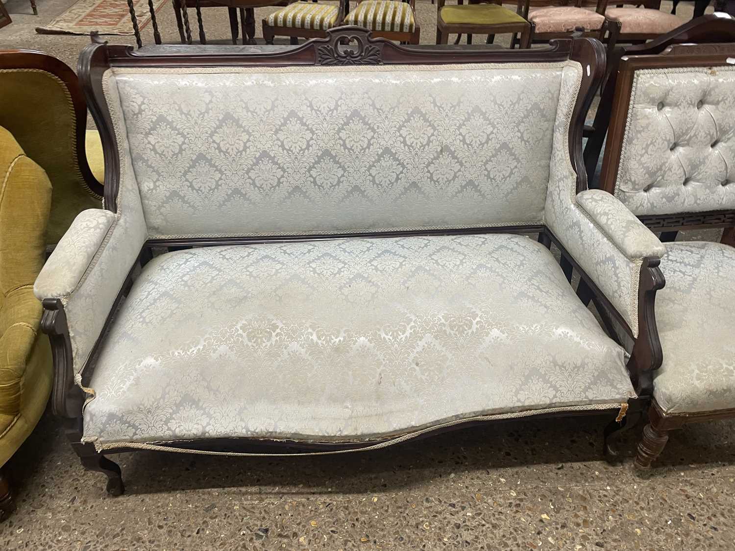 Late 19th Century small hardwood framed sofa, for re-upholstery, 130cm high