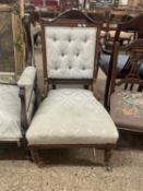 Late Victorian button upholstered nursing chair