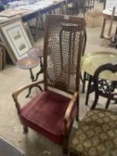 Early 20th Century cane high back armchair (a/f)