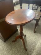 Late 19th Century stained beech wine table with oval top and turned column and tripod base