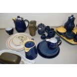 A quantity of blue glazed Denby table wares plus further non matching items