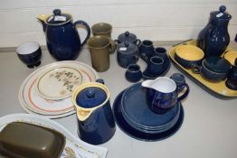 A quantity of blue glazed Denby table wares plus further non matching items
