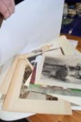A folder of various prints, watercolours etc to include E Whymper, print after Archibald Thorburn,
