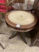 Reproduction leather top drum style lamp table