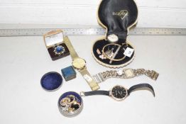 Mixed Lot: Various assorted wrist watches, small pocket watch, costume jewellery etc