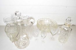 Mixed Lot: Various decanters, drinking glasses, glass bowls etc