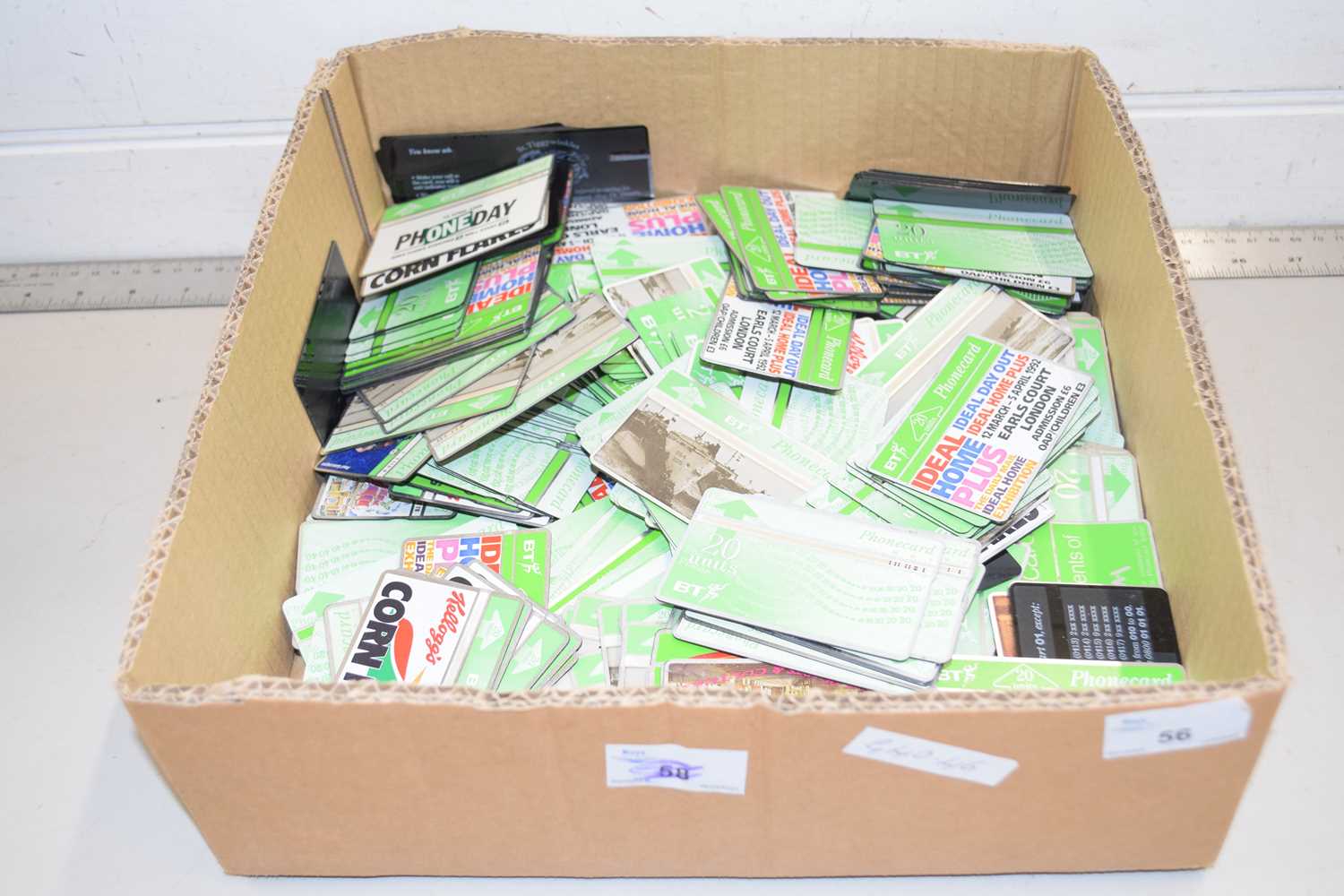 Box of various assorted phone cards