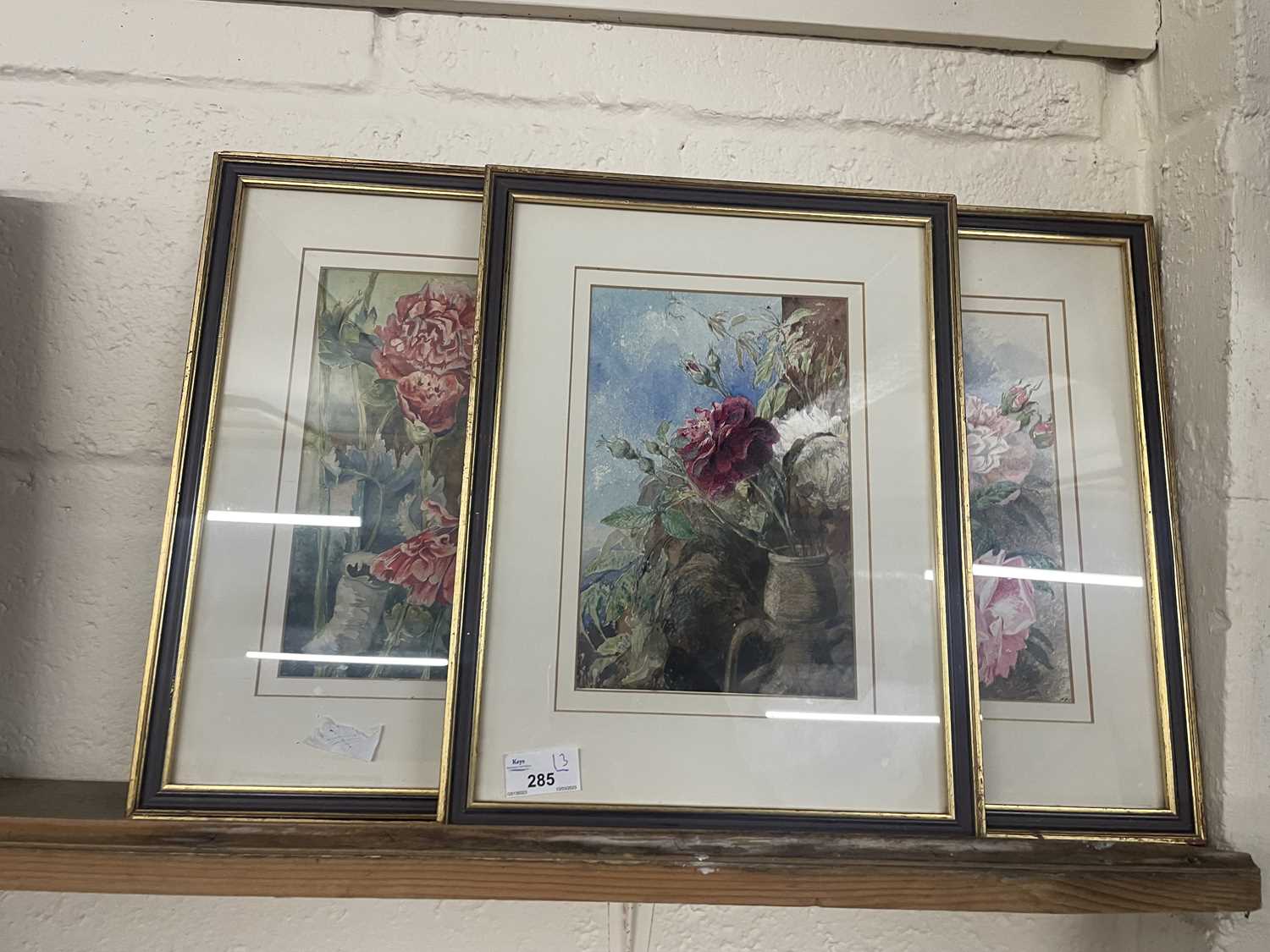 Three floral watercolours all framed and glazed