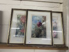 Three floral watercolours all framed and glazed