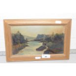 Late 19th or early 20th Century school study of a river scene, oil on board, gilt framed