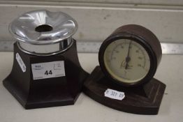 A small bakelite cased thermometer together with a bakelite cased ashtray