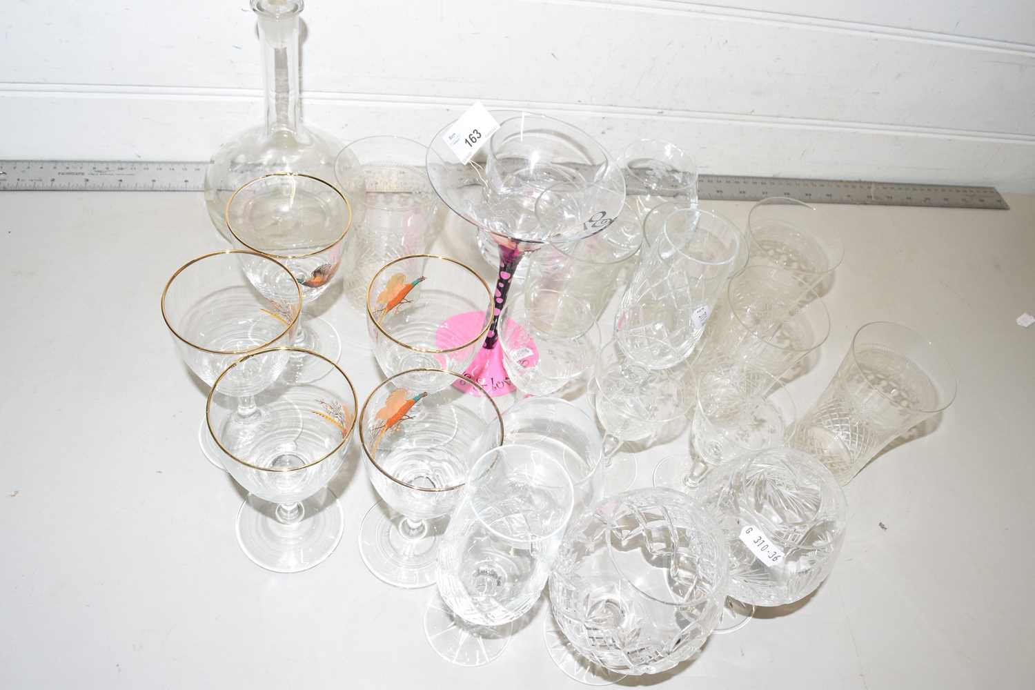 Mixed Lot: Various 20th Century drinking glasses, decanter etc - Image 2 of 2