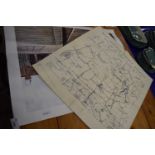 West Suffolk County Council Public Rights of Way map together with Teoben railway print, unframed