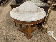 Victorian marble top demi loon wash stand, 88cm wide