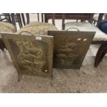 Two brass mounted fire screens