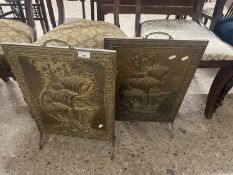 Two brass mounted fire screens