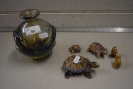 Mixed Lot: Wade model tortoises and other ornaments plus a further Mdina glass vase