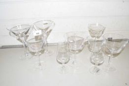 Collection of various urban bar glass wares