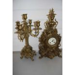 20th Century cast brass ornate mantel clock