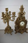 20th Century cast brass ornate mantel clock