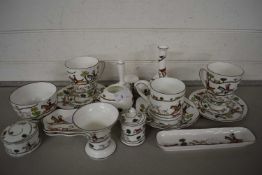 A collection of Crown Staffordshire hunting scene decorated ceramics to include various vases, cups,