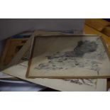 Folder of French prints, family photos etc