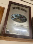 Southern Comfort printed mirror, framed